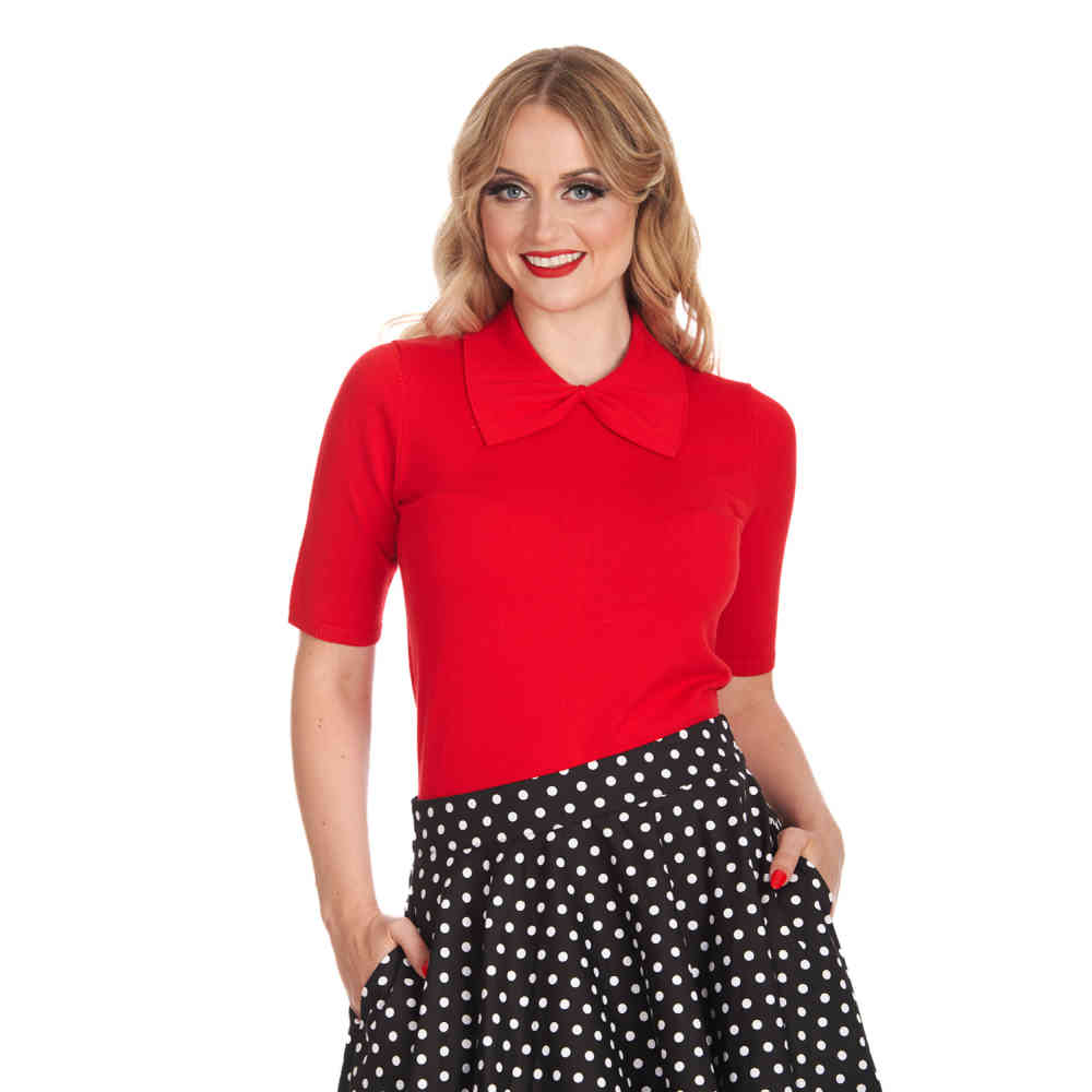 Banned - Bow Delight Pull en tricot - Rouge